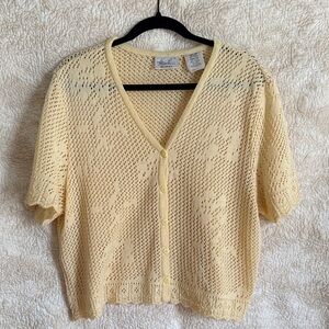 Kathie Lee Collection Light Yellow Knit Cardigan